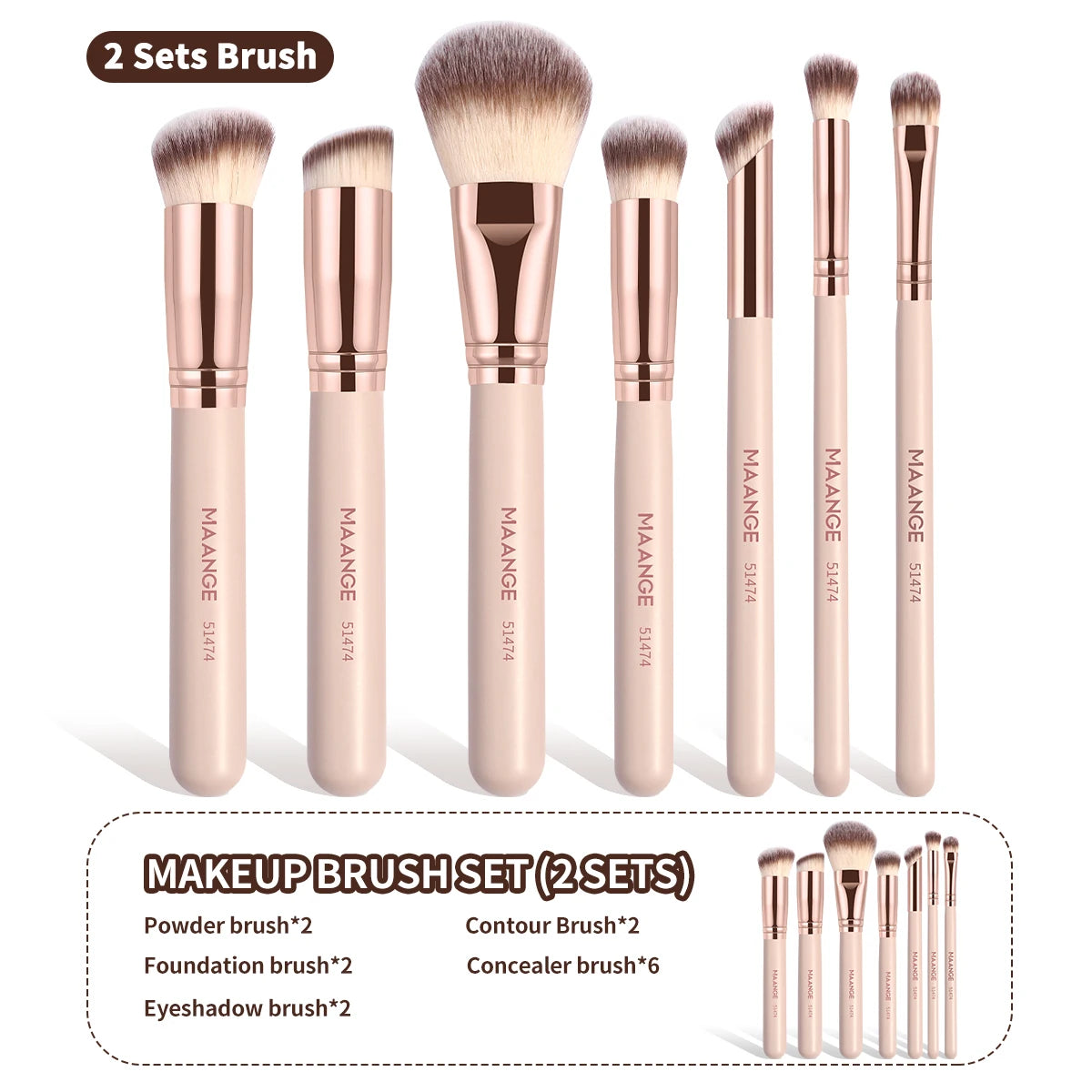 MAANGE 7pcs/set Makeup Brushes for Cosmetic Foundation Powder Concealer Blush Brush Blending Soft Bristles Beauty Tools